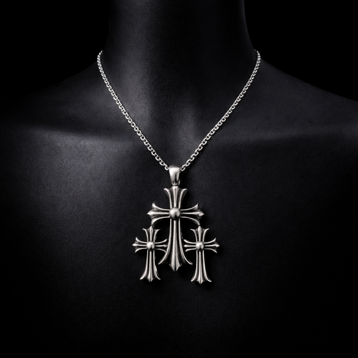 SL153】Triple Cross Necklace – &Silver