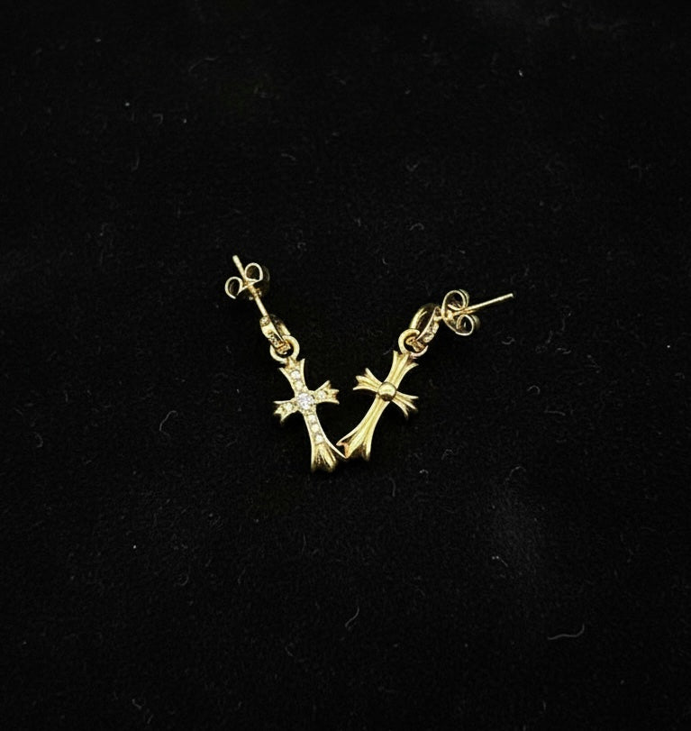 【SL89】Tiny Gold Cross Pierce(White Drill)