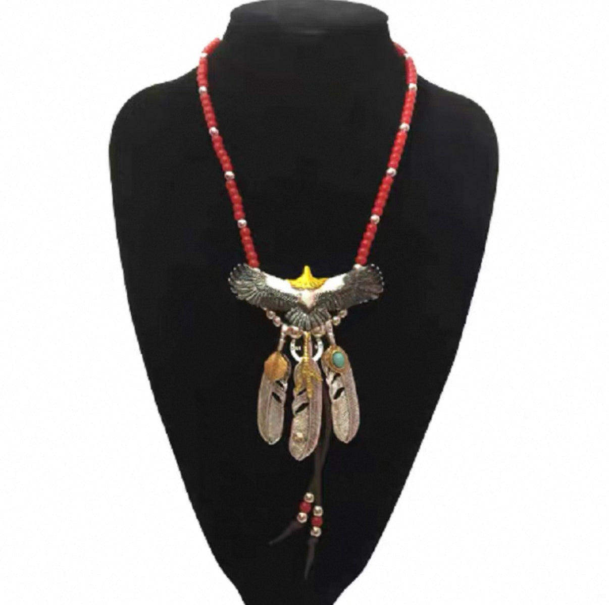 【SL25】Eagle + 3 Feather + 2 Gold Feather + Red Ball Rope