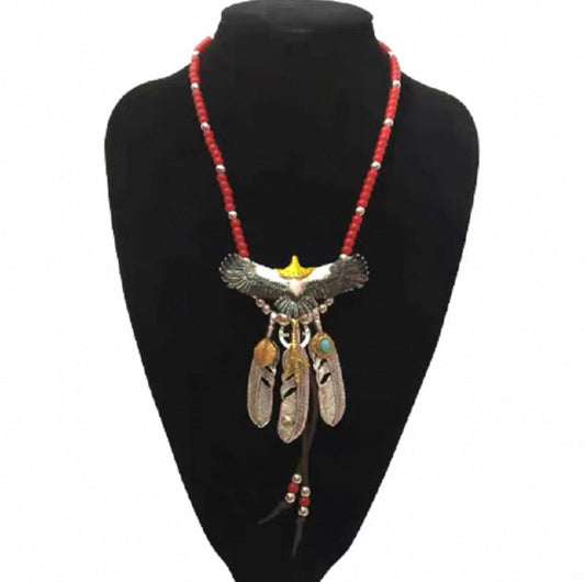 【SL25】Eagle + 3 Feather + 2 Gold Feather + Red Ball Rope