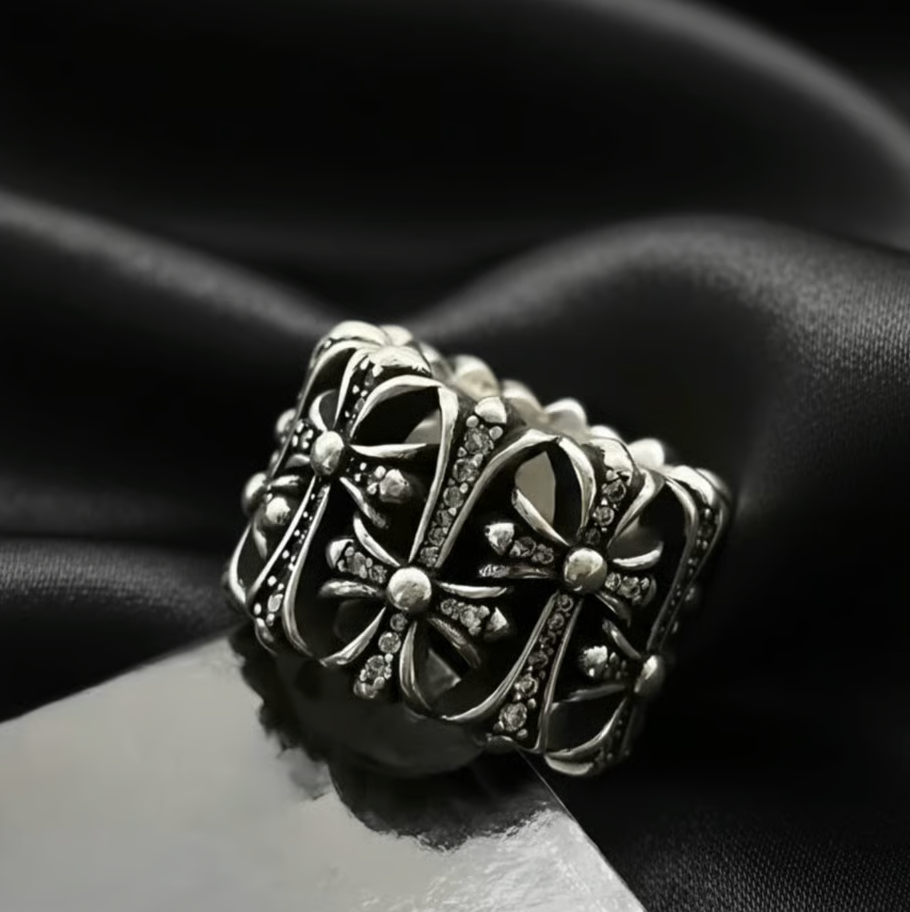 Sl71 【SL71】Diamond Cross Ring – &Silver