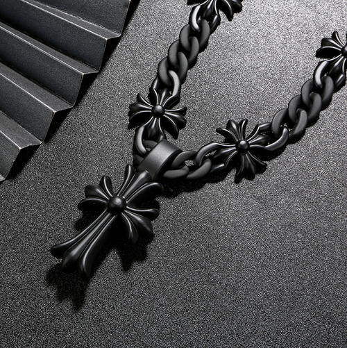 SL114】Obsidian Cross Chain Necklace – &Silver