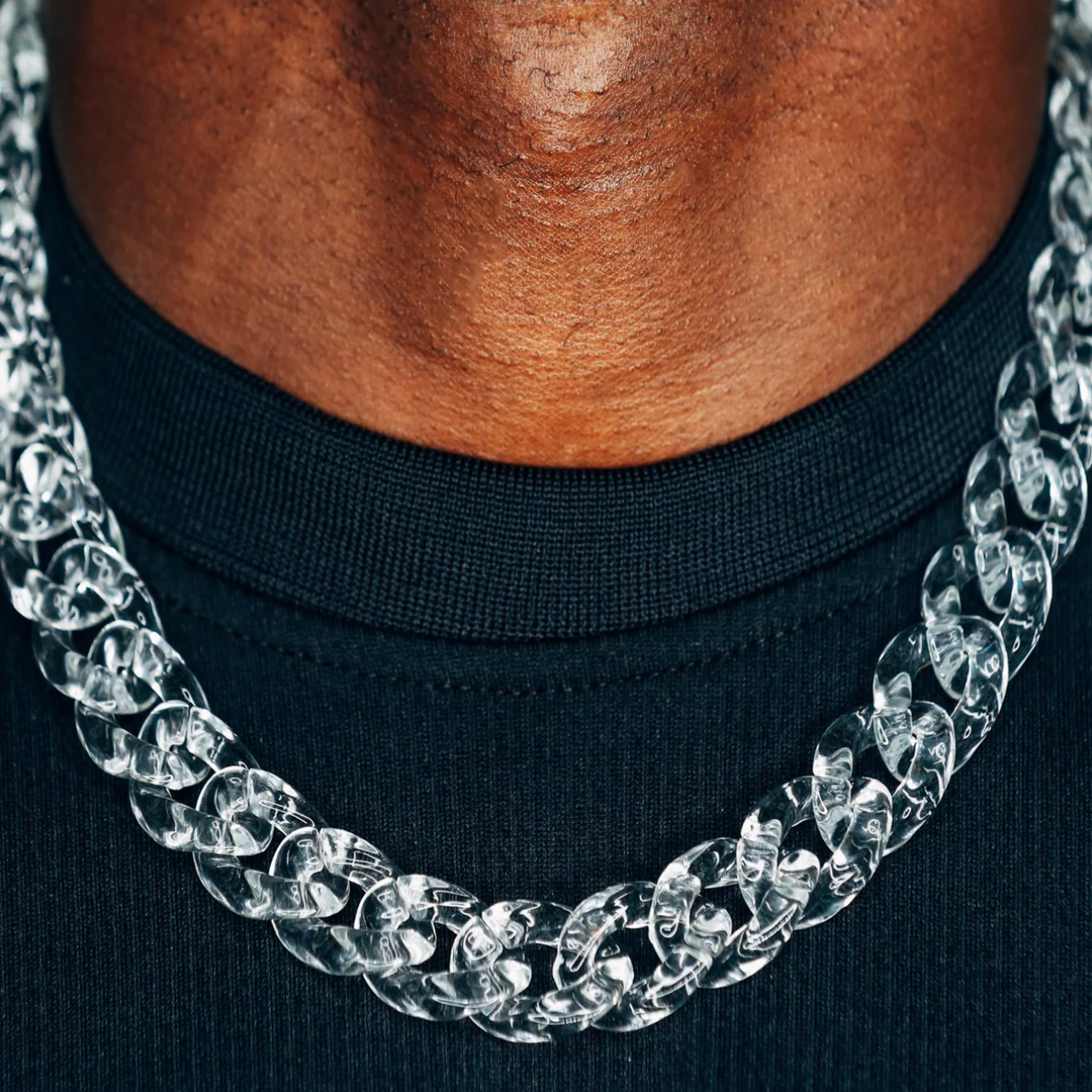 【SL110】Clear Cuban Chain Necklace