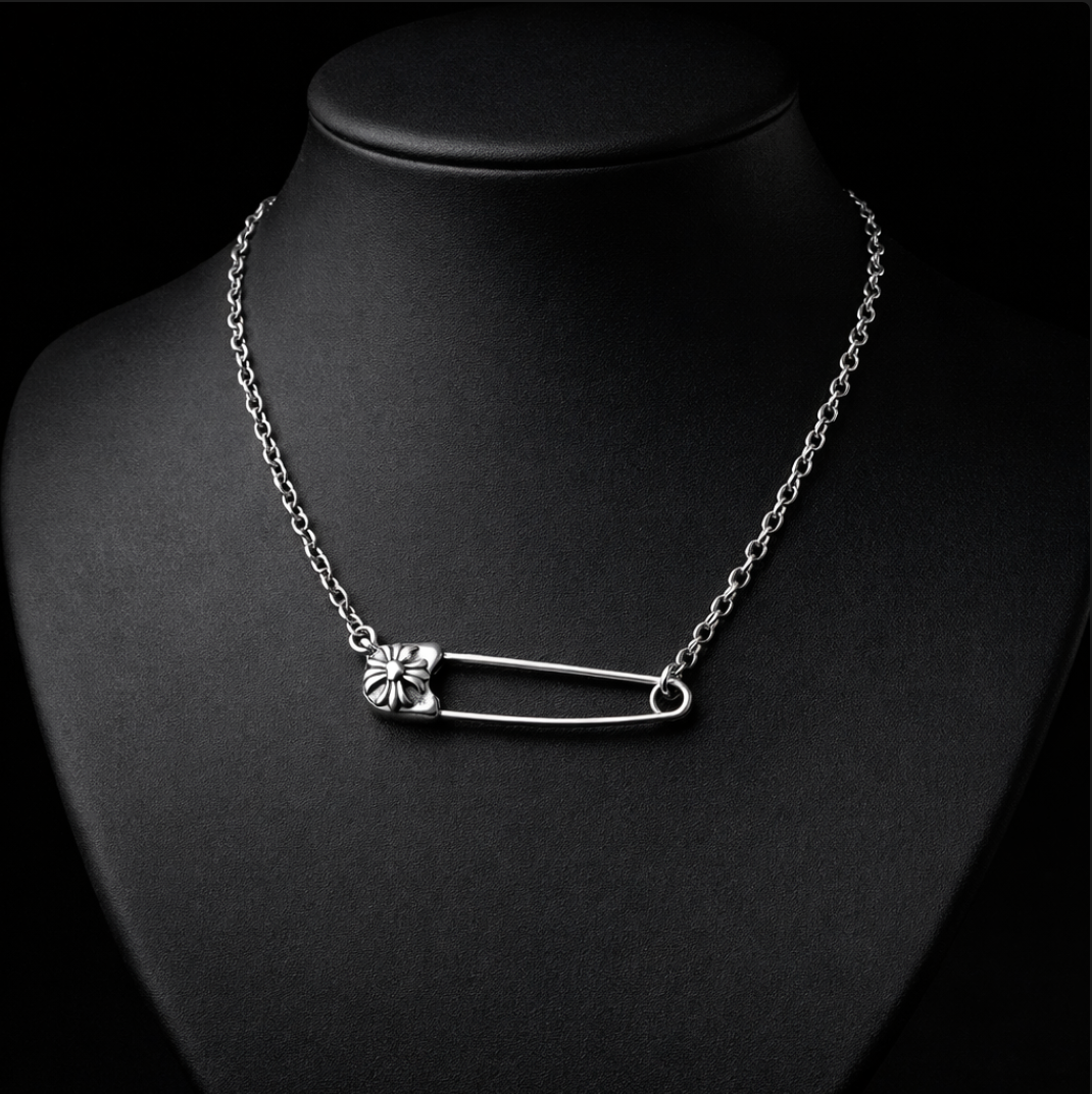 【SL157】Pin Cross Chain Necklace