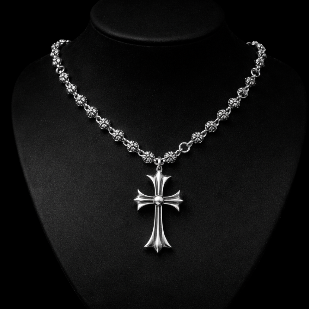SL49】Cross Creed Necklace – &Silver SL49】Cross Creed Necklace – &Silver