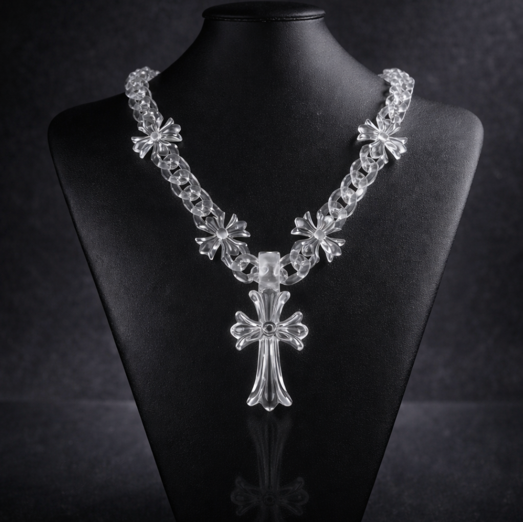 【SL125】Clear Cross Chain Necklace
