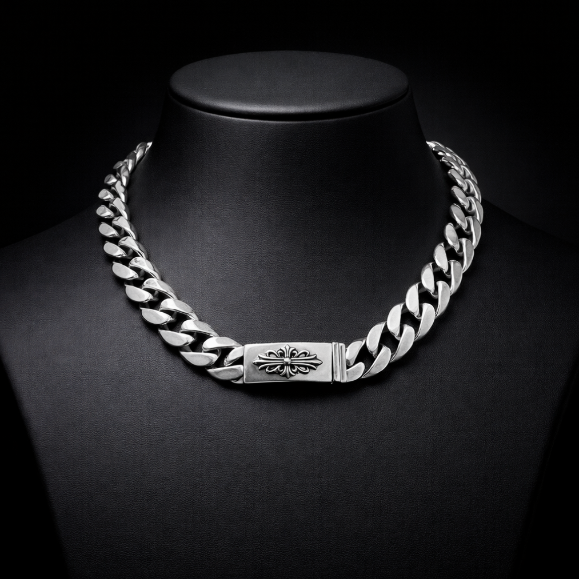 【SL149】Flower Cross Cuban Chain Necklace