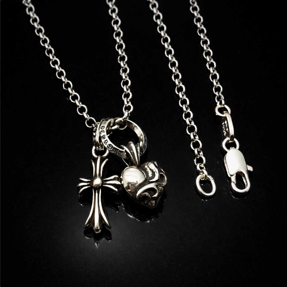 【SL145】Tiny Heart & Cross Necklace