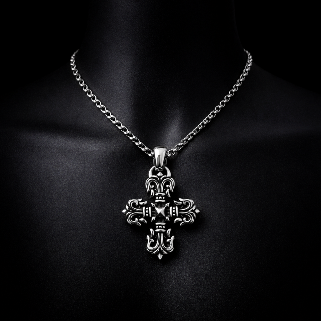【SL157】Baroque Structure Cross Necklace