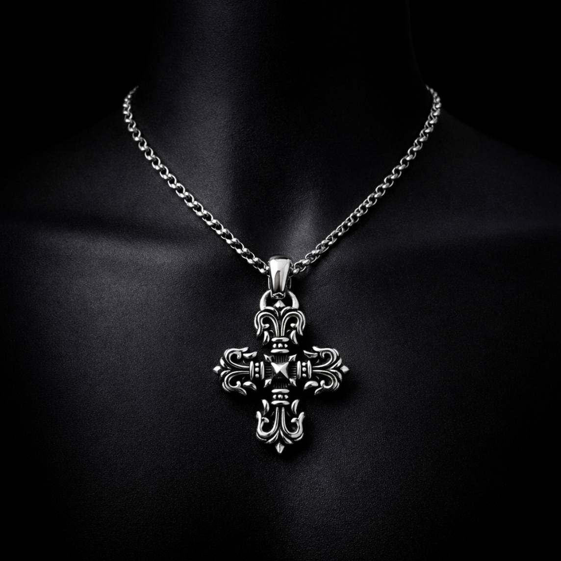 【SL157】Baroque Structure Cross Necklace
