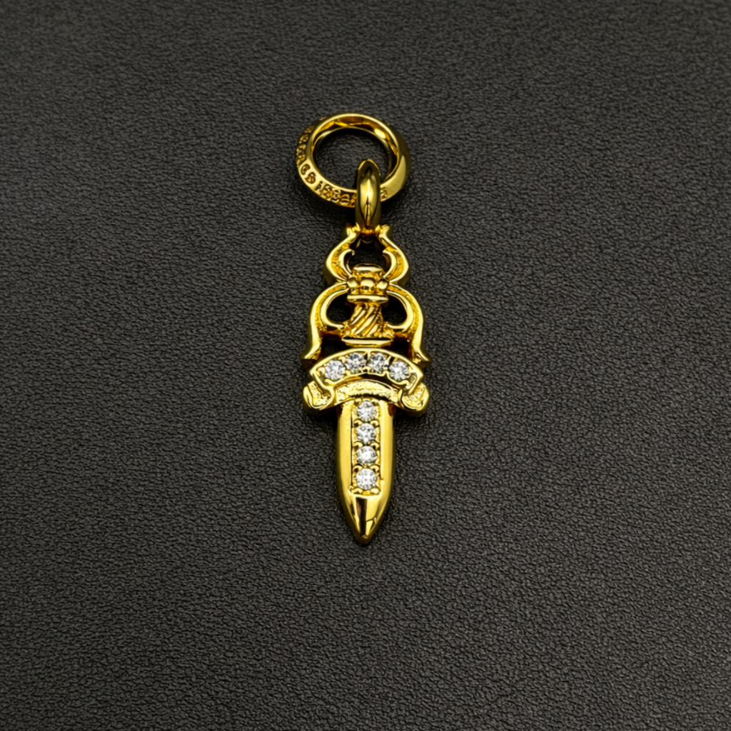【SL163】Dagger Cross Necklace Gold