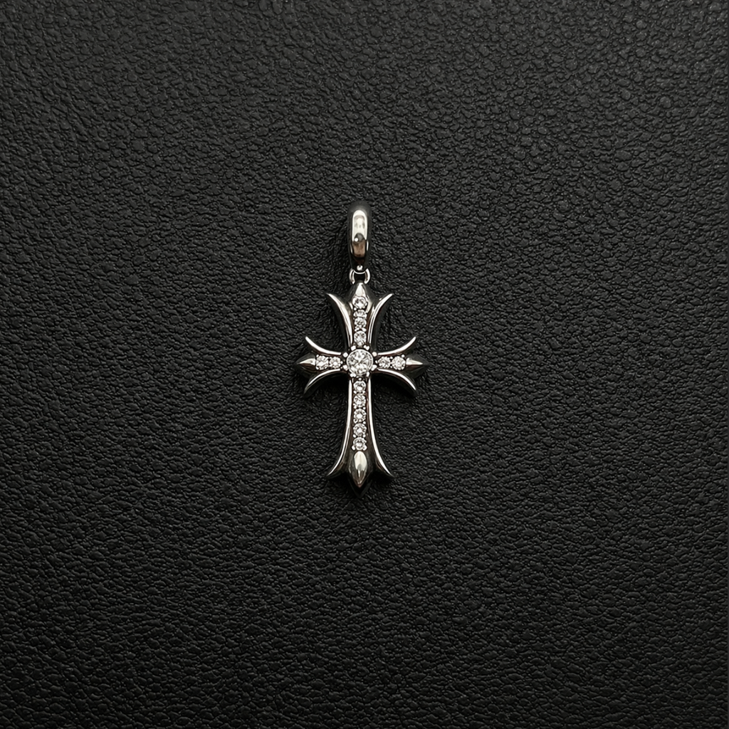 【SL174】Tiny Cross Charm Necklace Silver