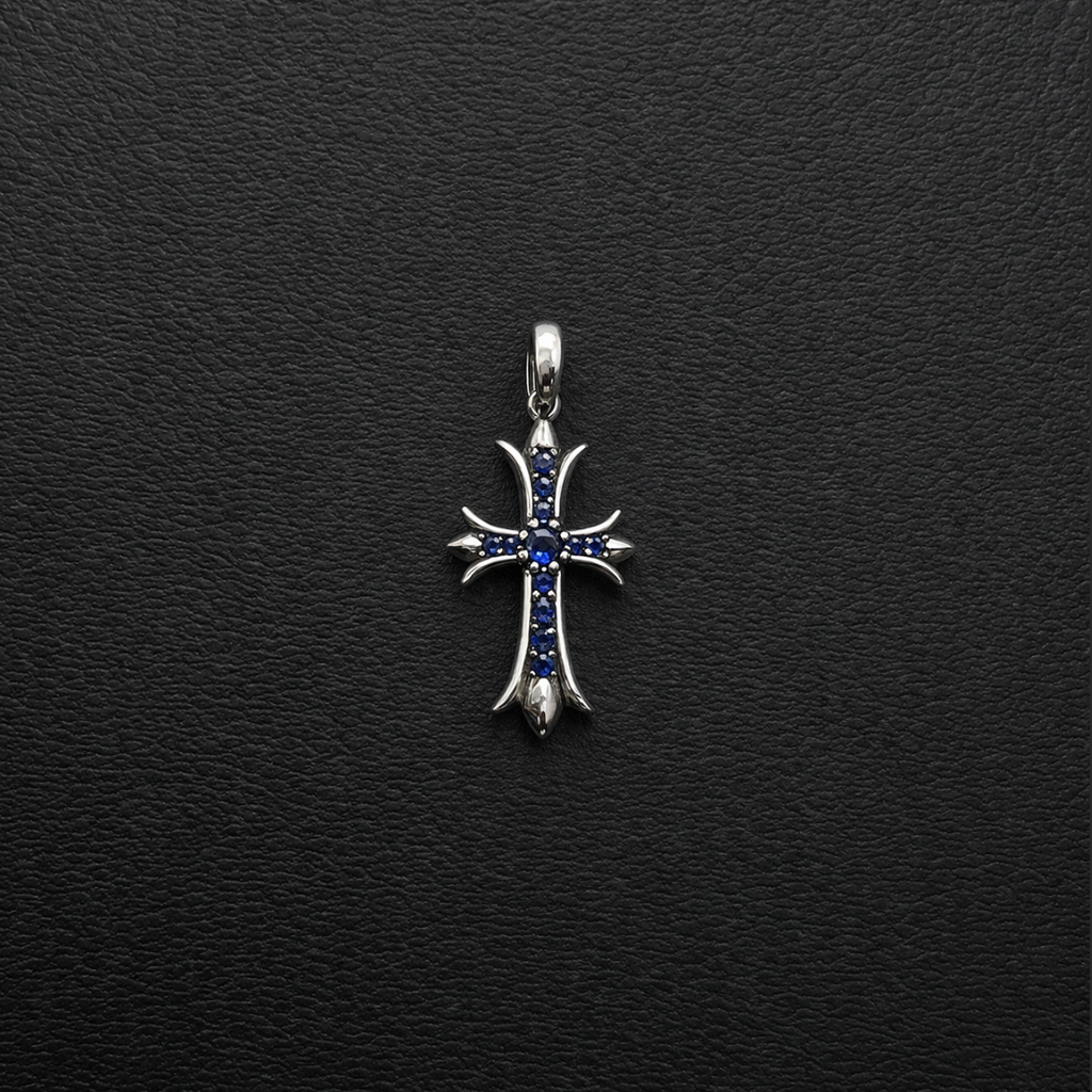 【SL174】Tiny Cross Charm Necklace Silver