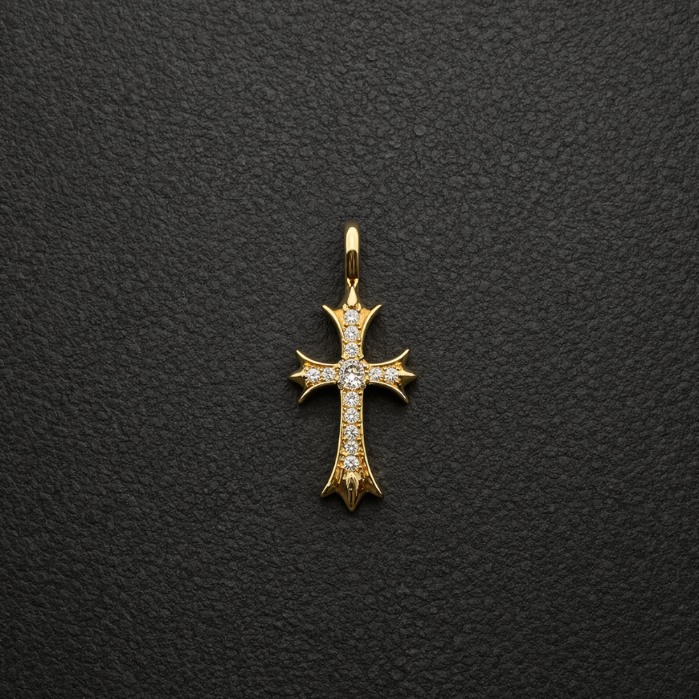 【SL175】Tiny Cross Charm Necklace Gold