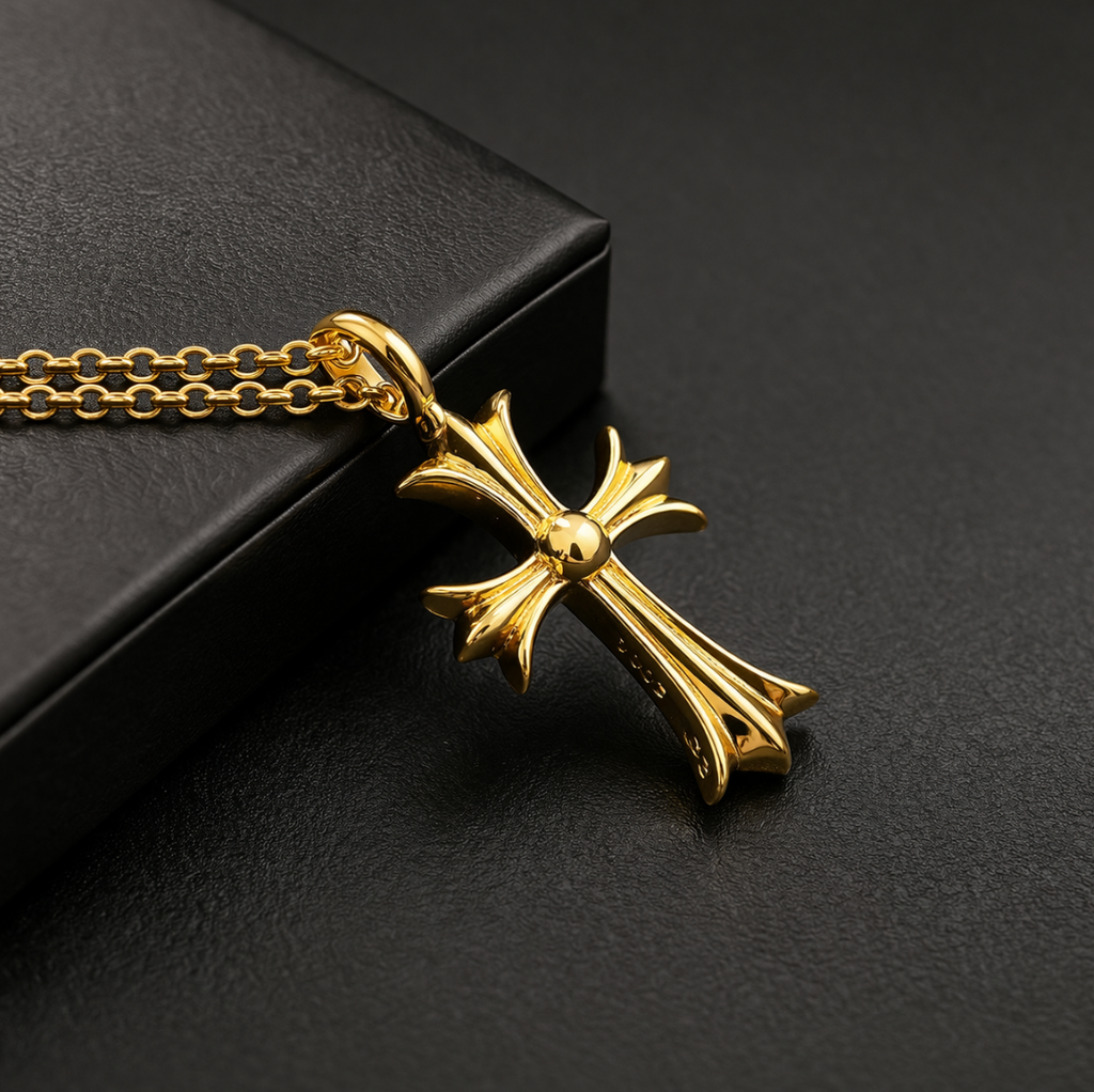 【SL175】Tiny Cross Charm Necklace Gold