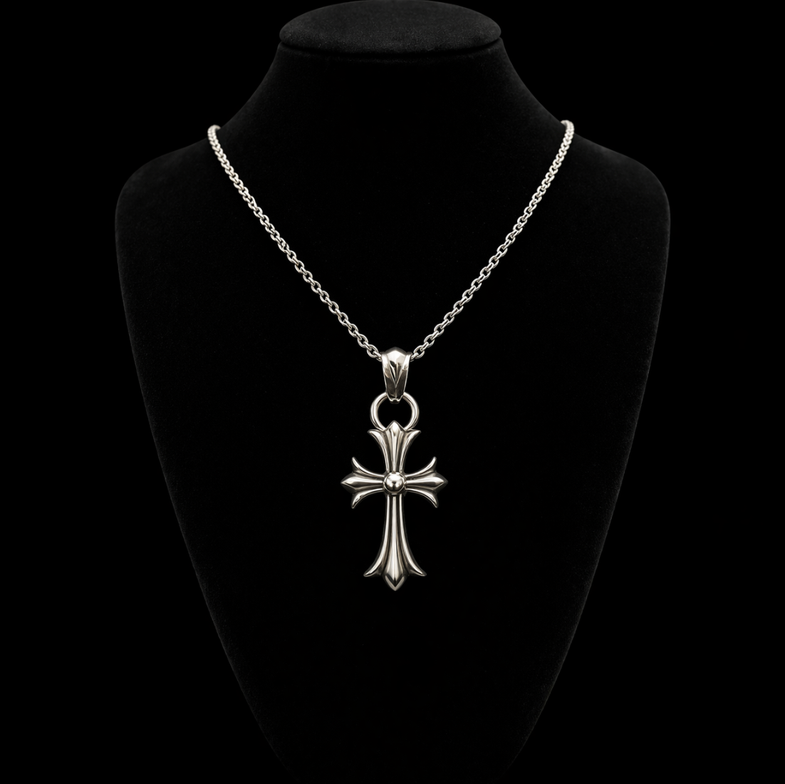 SL157】Pin Cross Chain Necklace – &Silver SL157】Pin Cross Chain Necklace – &Silver