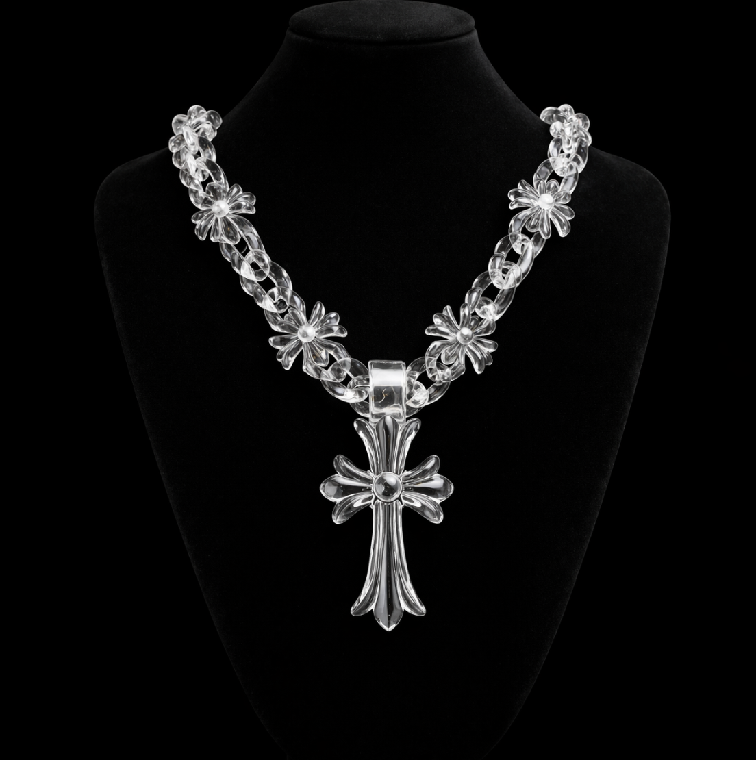 【SL125】Clear Cross Chain Necklace