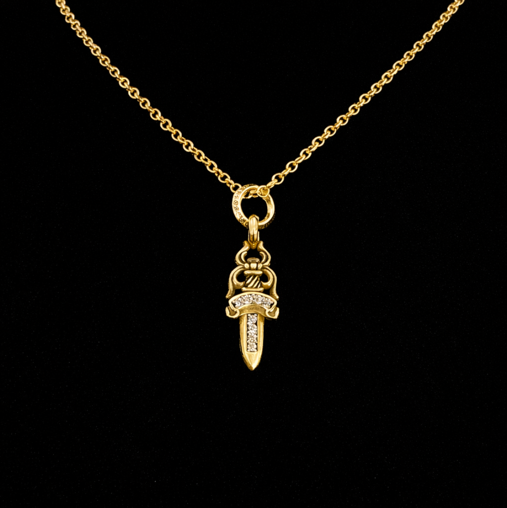 【SL163】Dagger Cross Necklace Gold