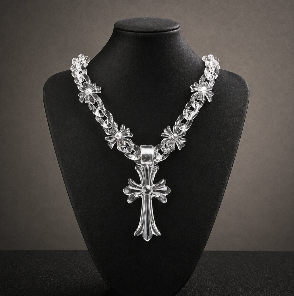 【SL125】Clear Cross Chain Necklace
