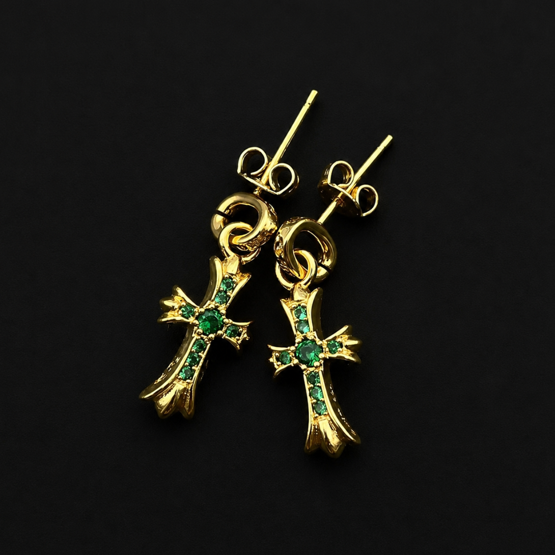 【SL145】Tiny Gold Cross Pierce(Green Drill)