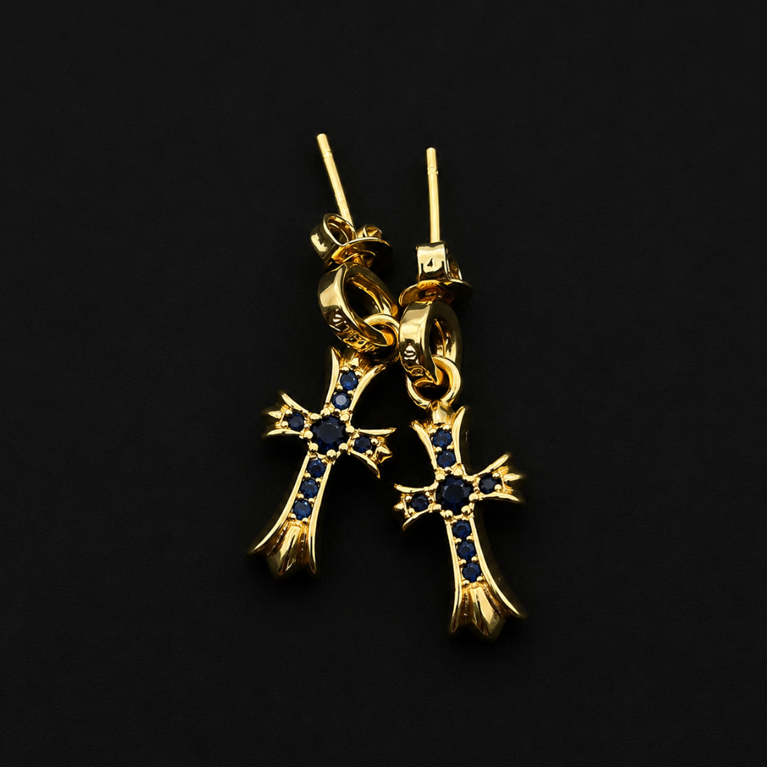 【SL148】Tiny Gold Cross Pierce(Black Drill)