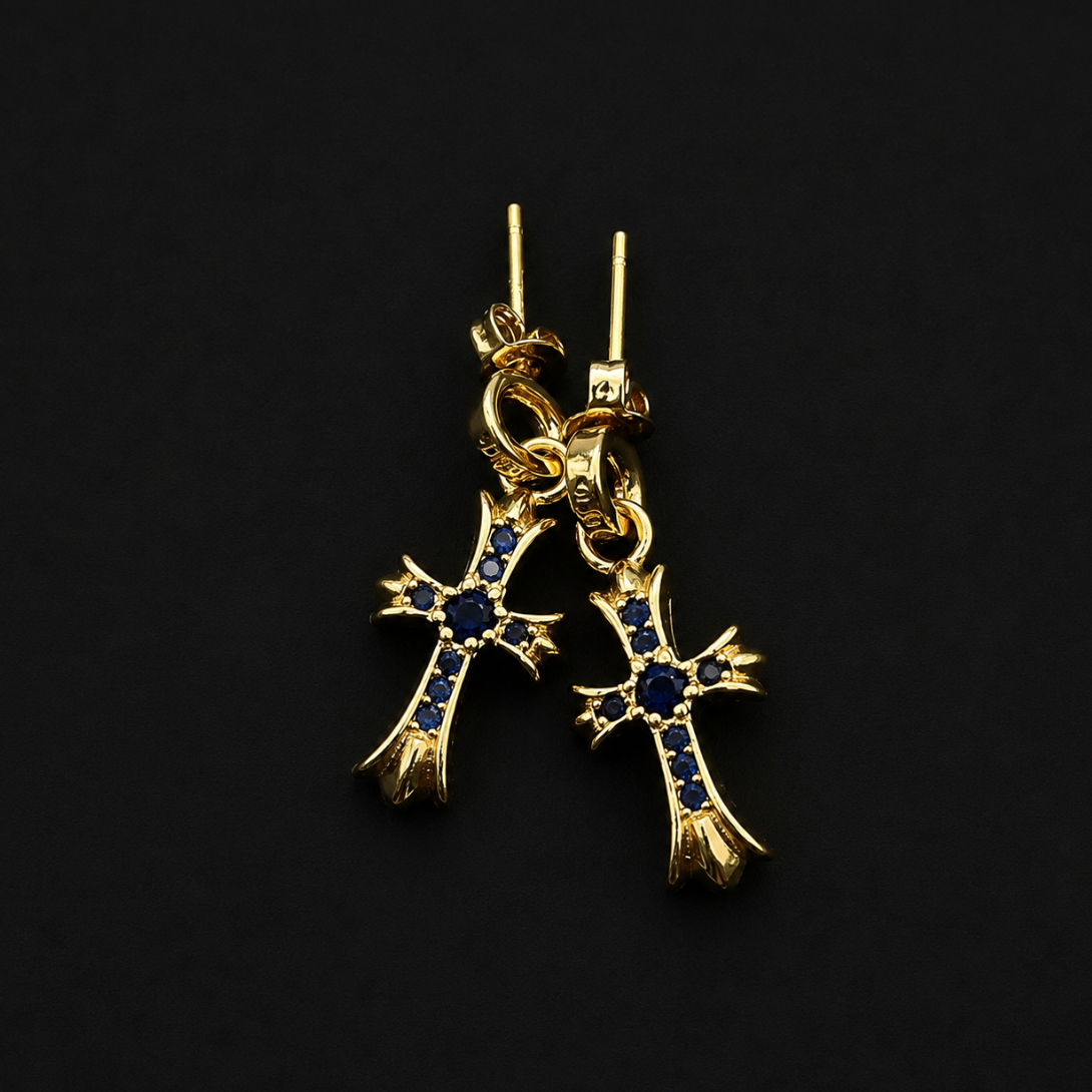 【SL147】Tiny Gold Cross Pierce(Blue Drill)