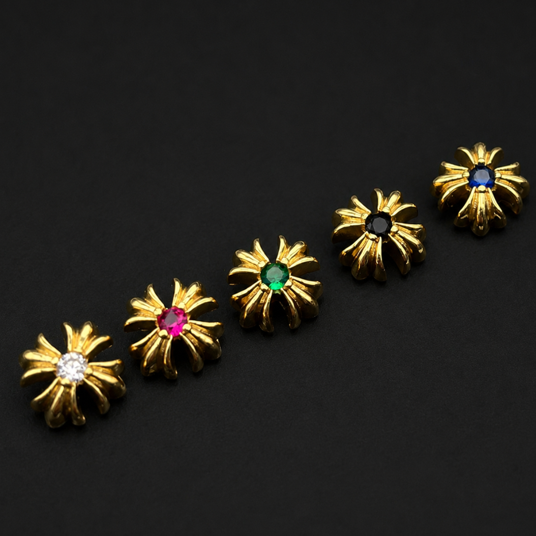 【SL156】Flare flower Pierce Gold