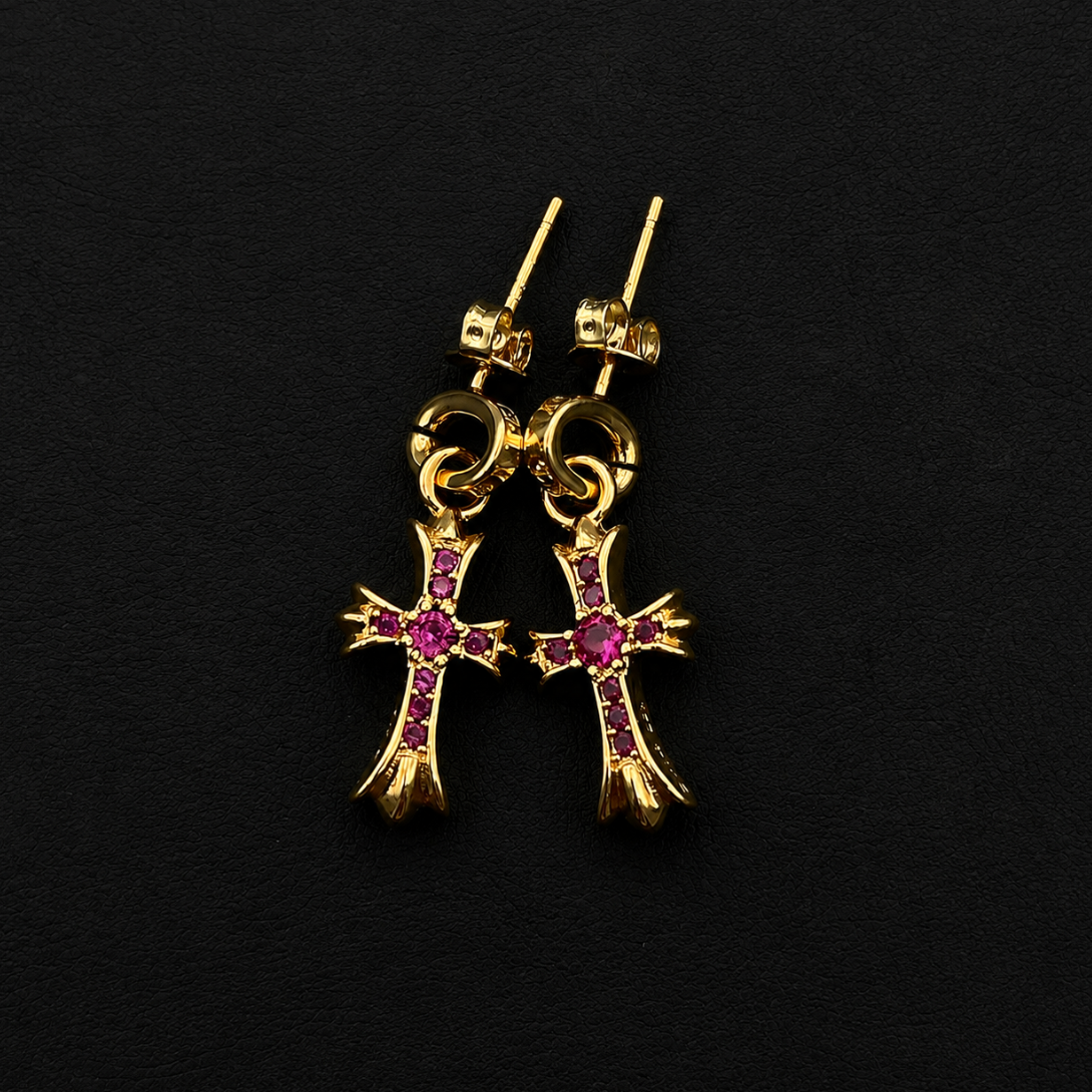 【SL146】Tiny Gold Cross Pierce(Pink Drill)