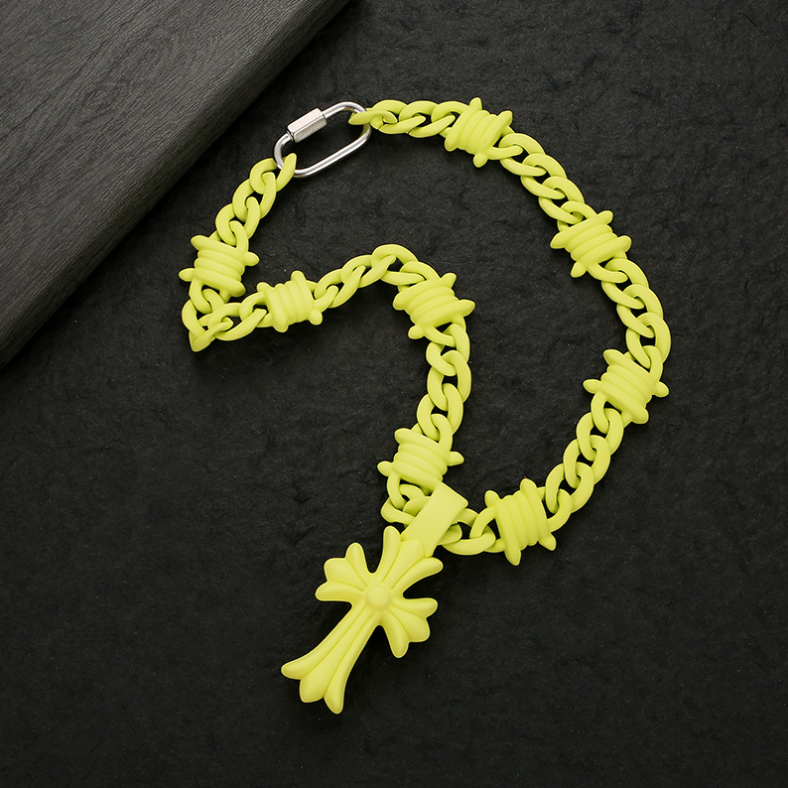 【SL179】Prism Cross Chain Necklace -Yellow