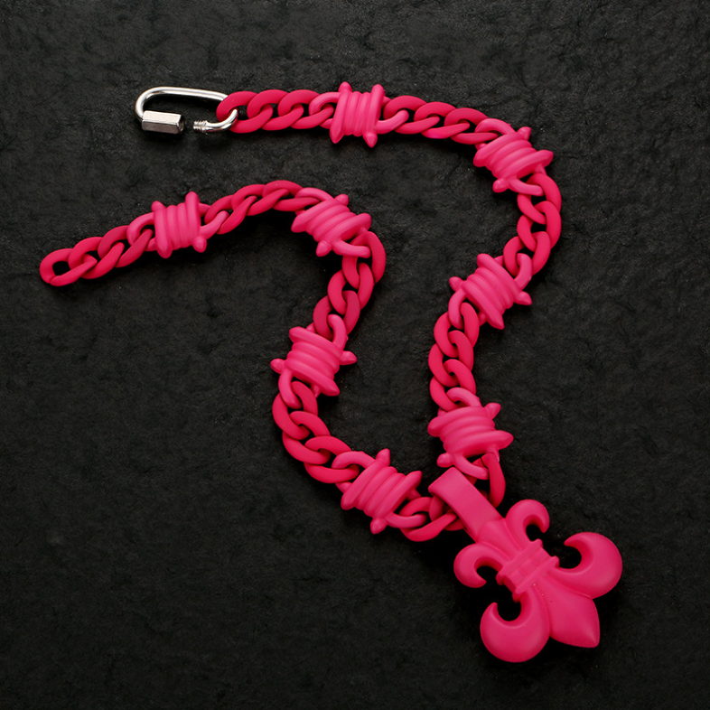 【SL181】Prism Fleur Chain Necklace -Pink