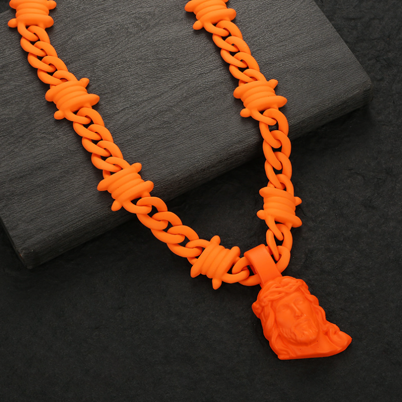 【SL180】Prism Messiah Chain Necklace -Orange