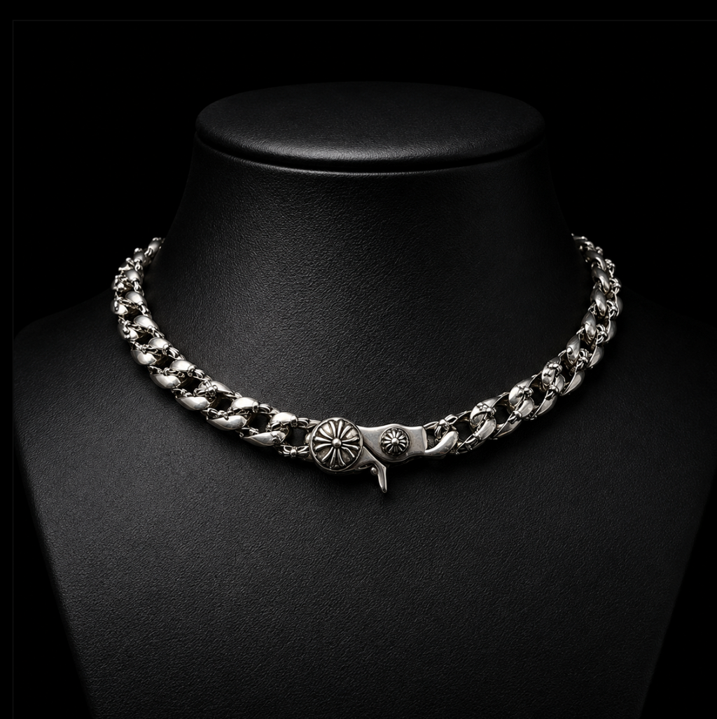 【SL189】Cross Flower Cuban Chain Necklace