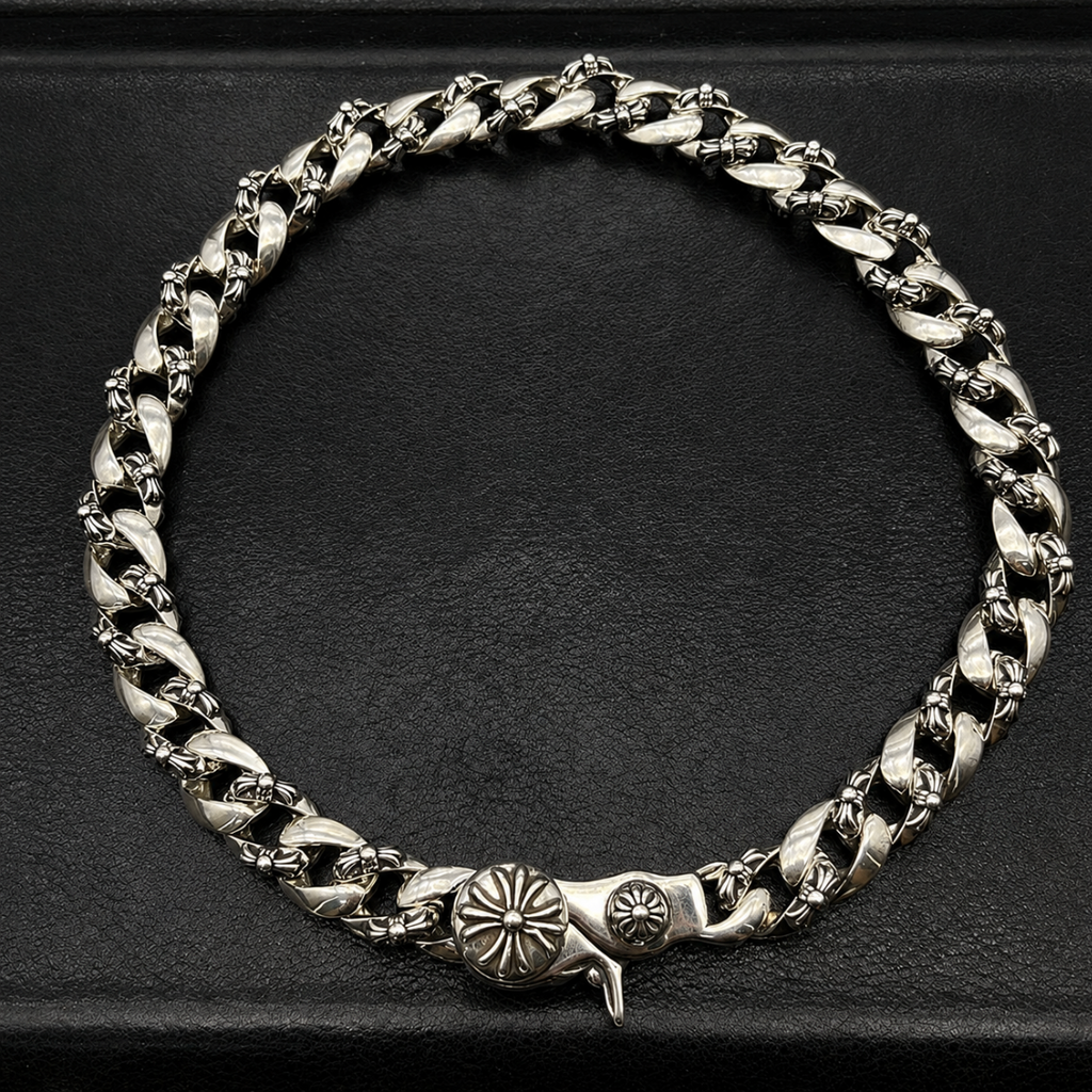 【SL189】Cross Flower Cuban Chain Necklace