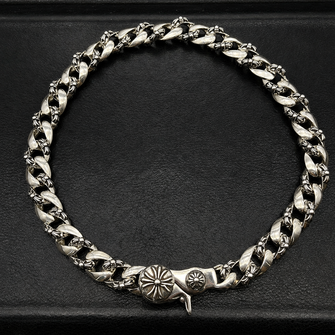 【SL189】Cross Flower Cuban Chain Necklace