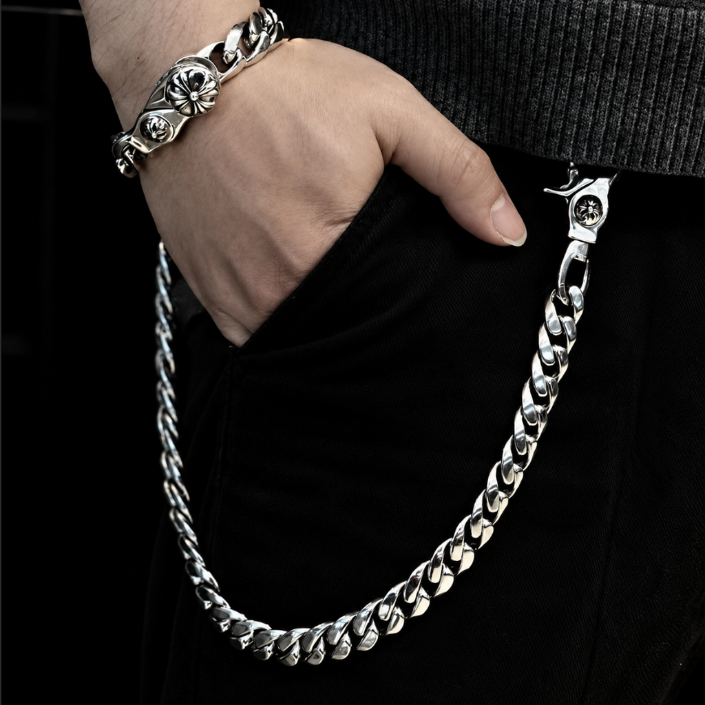 【SL190】Floral Curb Wallet Chain
