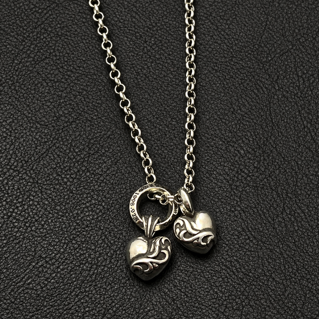 【SL197】Double Heart Crest Necklace