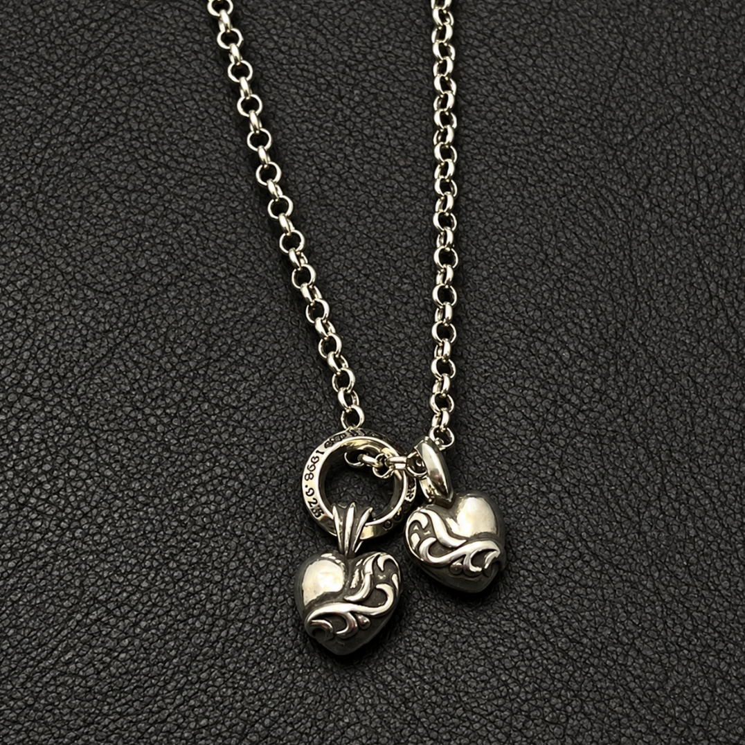 【SL197】Double Heart Crest Necklace
