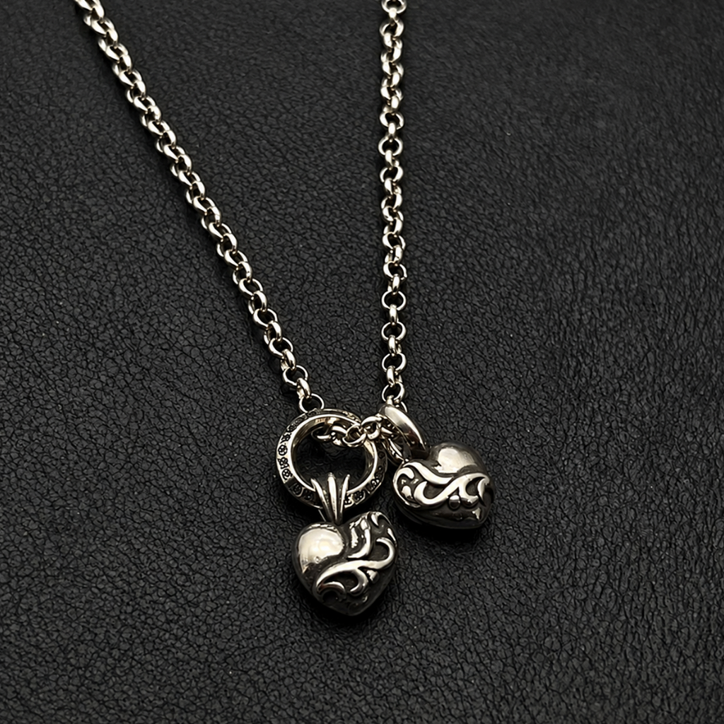 【SL197】Double Heart Crest Necklace