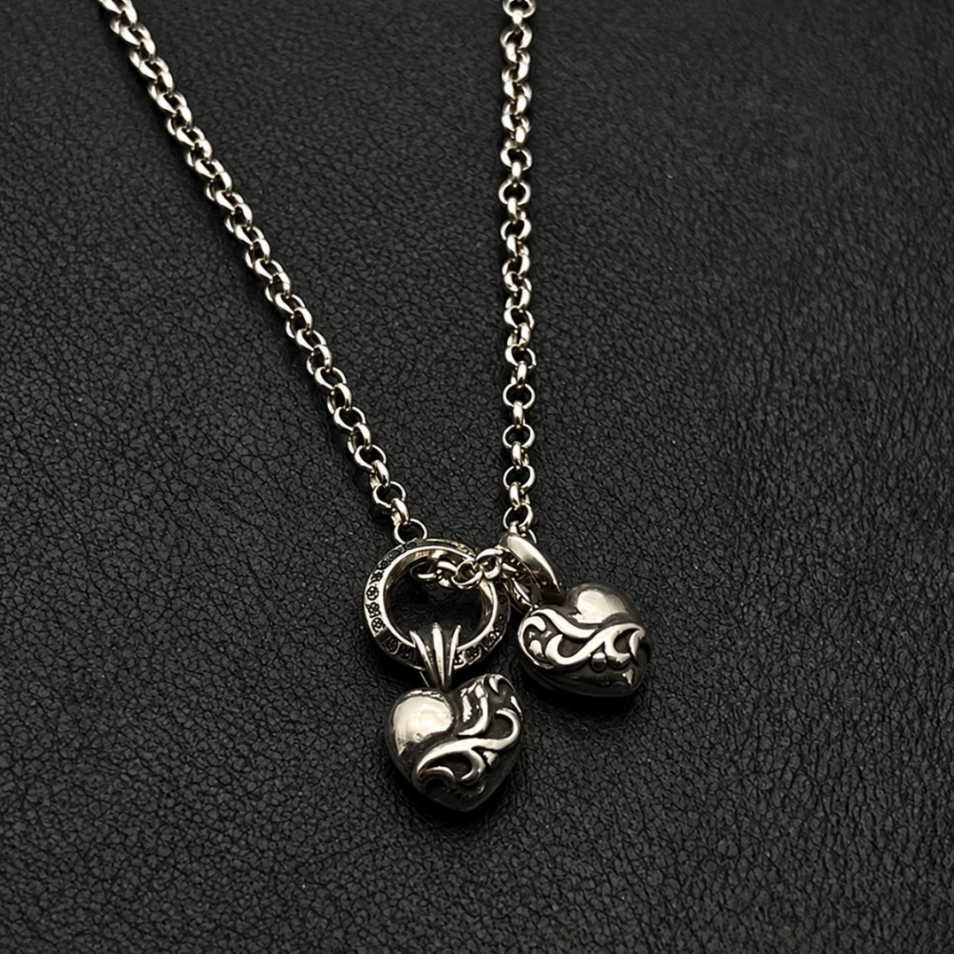 【SL197】Double Heart Crest Necklace