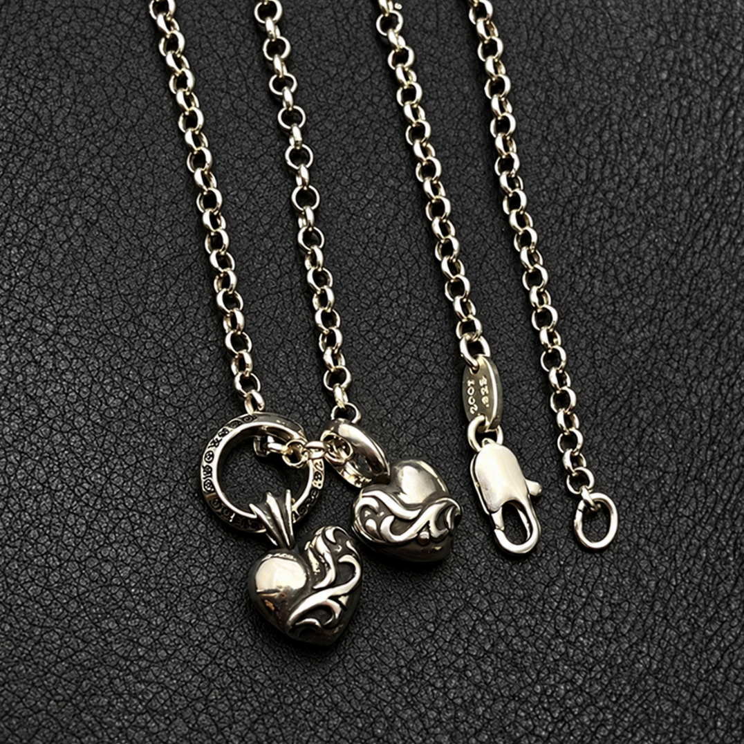 【SL197】Double Heart Crest Necklace