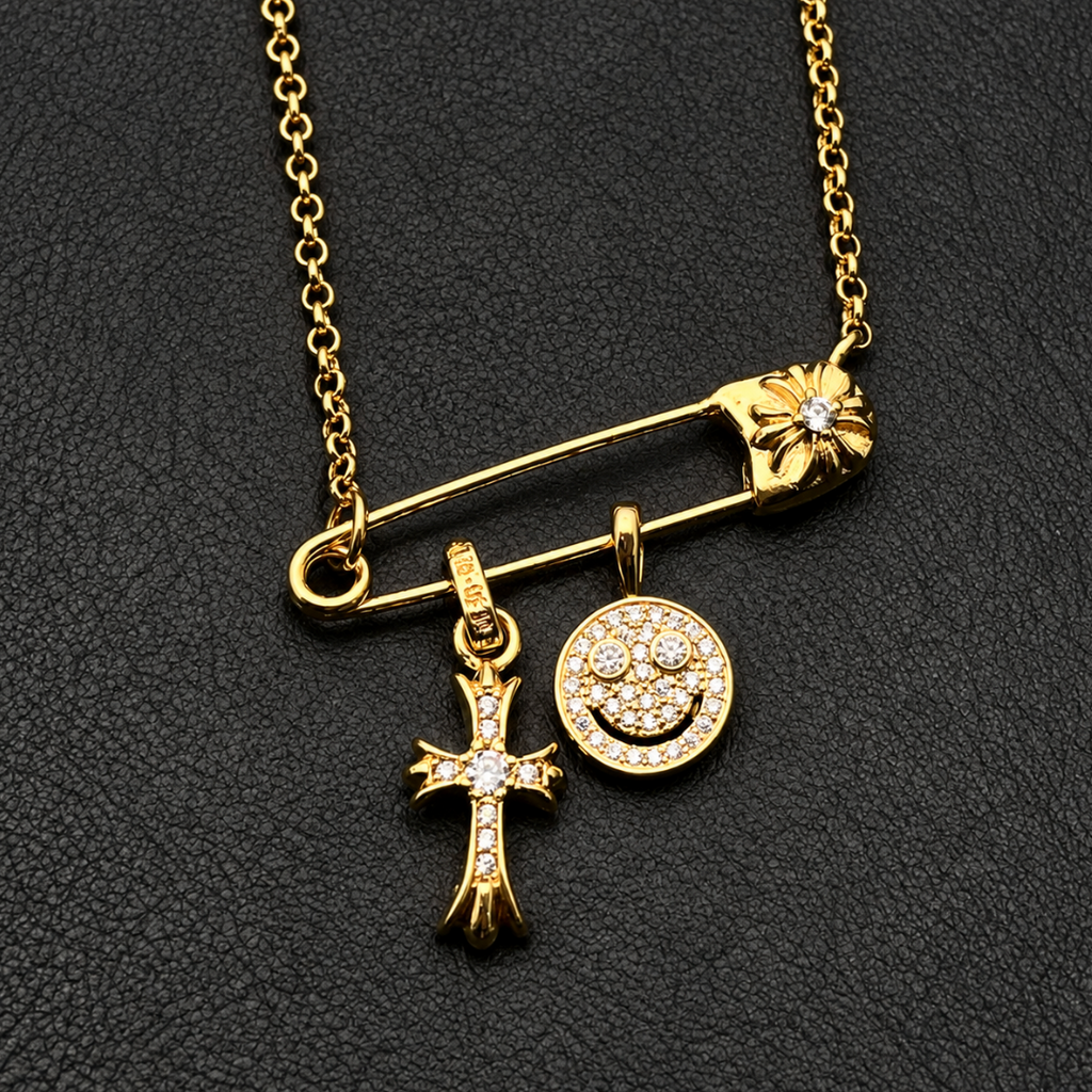 【SL198】Smile Cross Pin Necklace