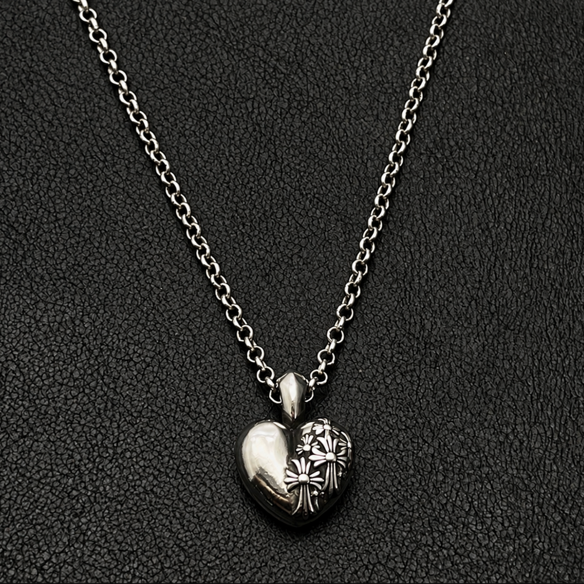 【SL199】Cross Bloom Heart Necklace
