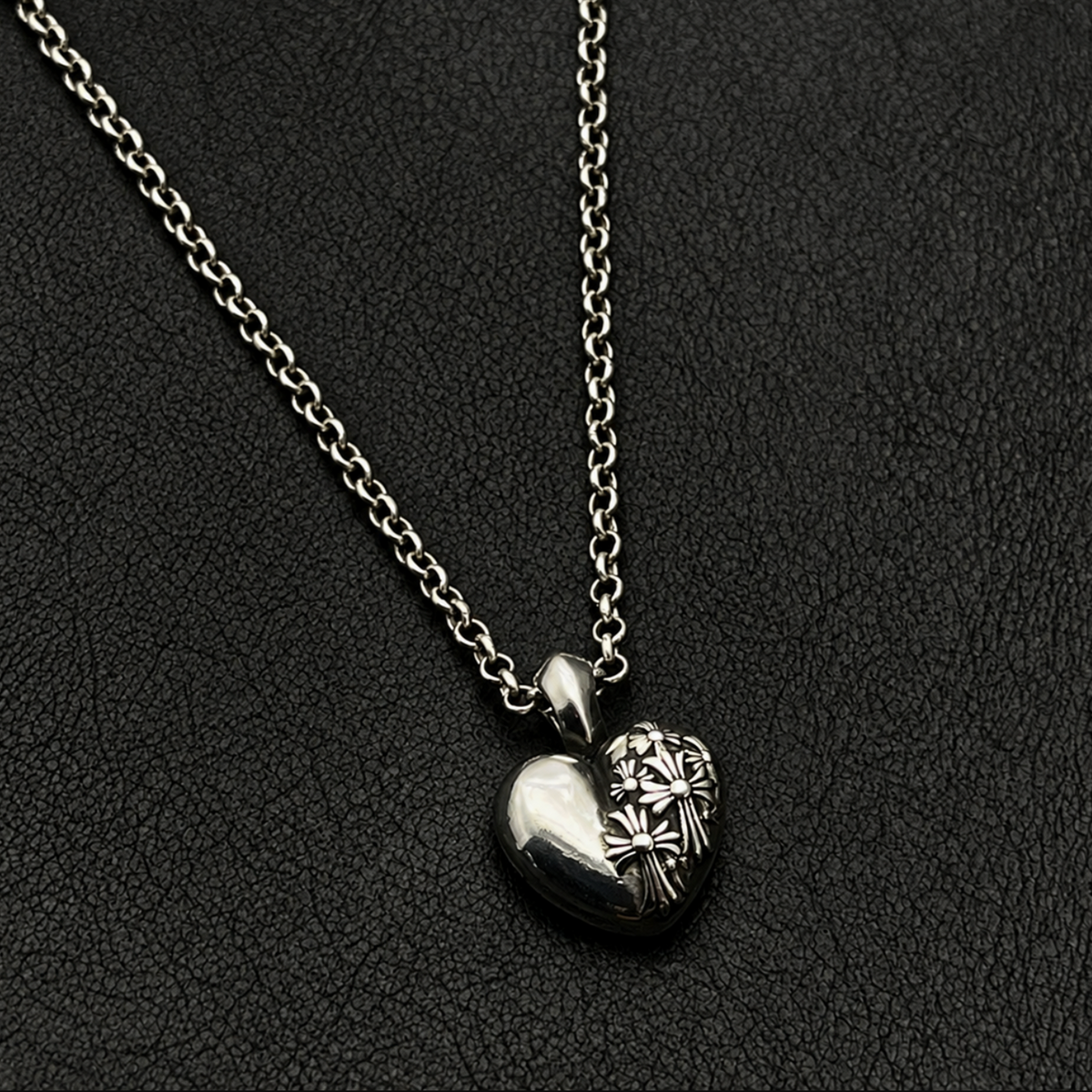 【SL199】Cross Bloom Heart Necklace