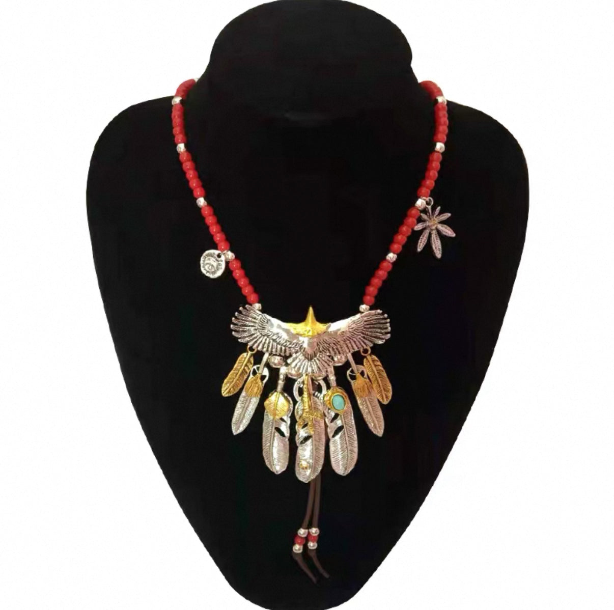 【SL19】Eagle + 5 Feather + 2 Gold Feather + Red Ball Rope