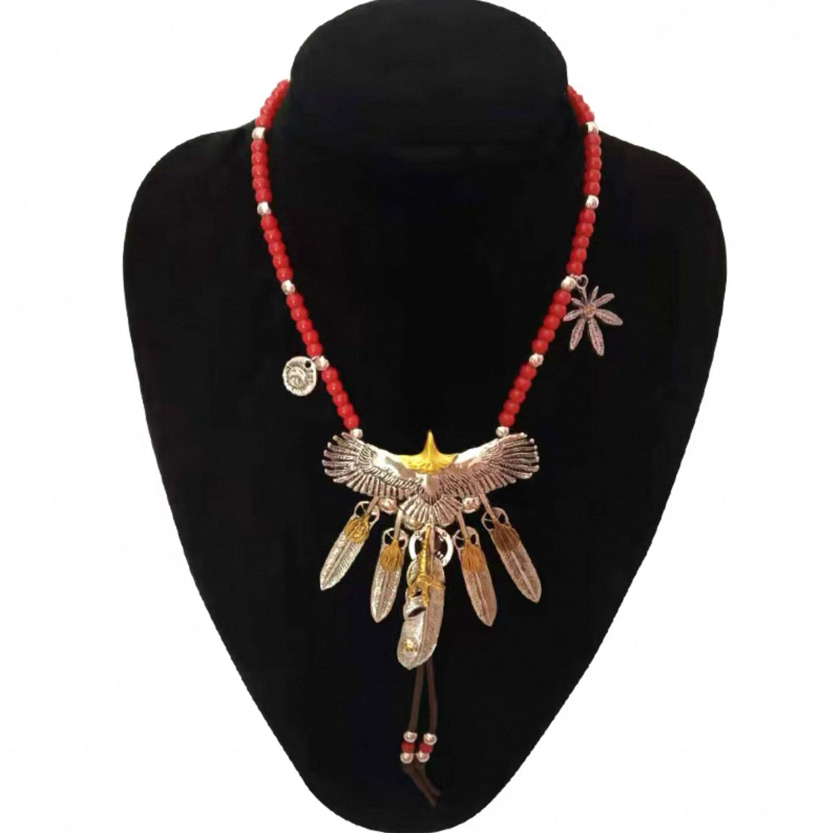 【SL21】Eagle + Gold Nail + 4 Gold Feather + Red Ball Rope