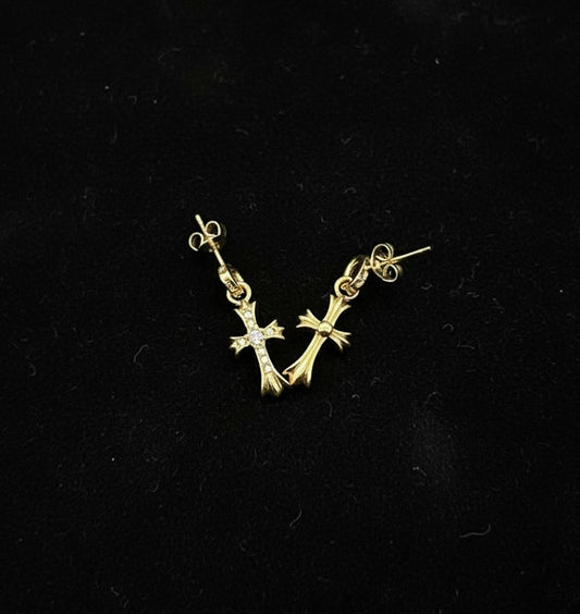 【SL89】Tiny Gold Cross Pierce(White Drill)