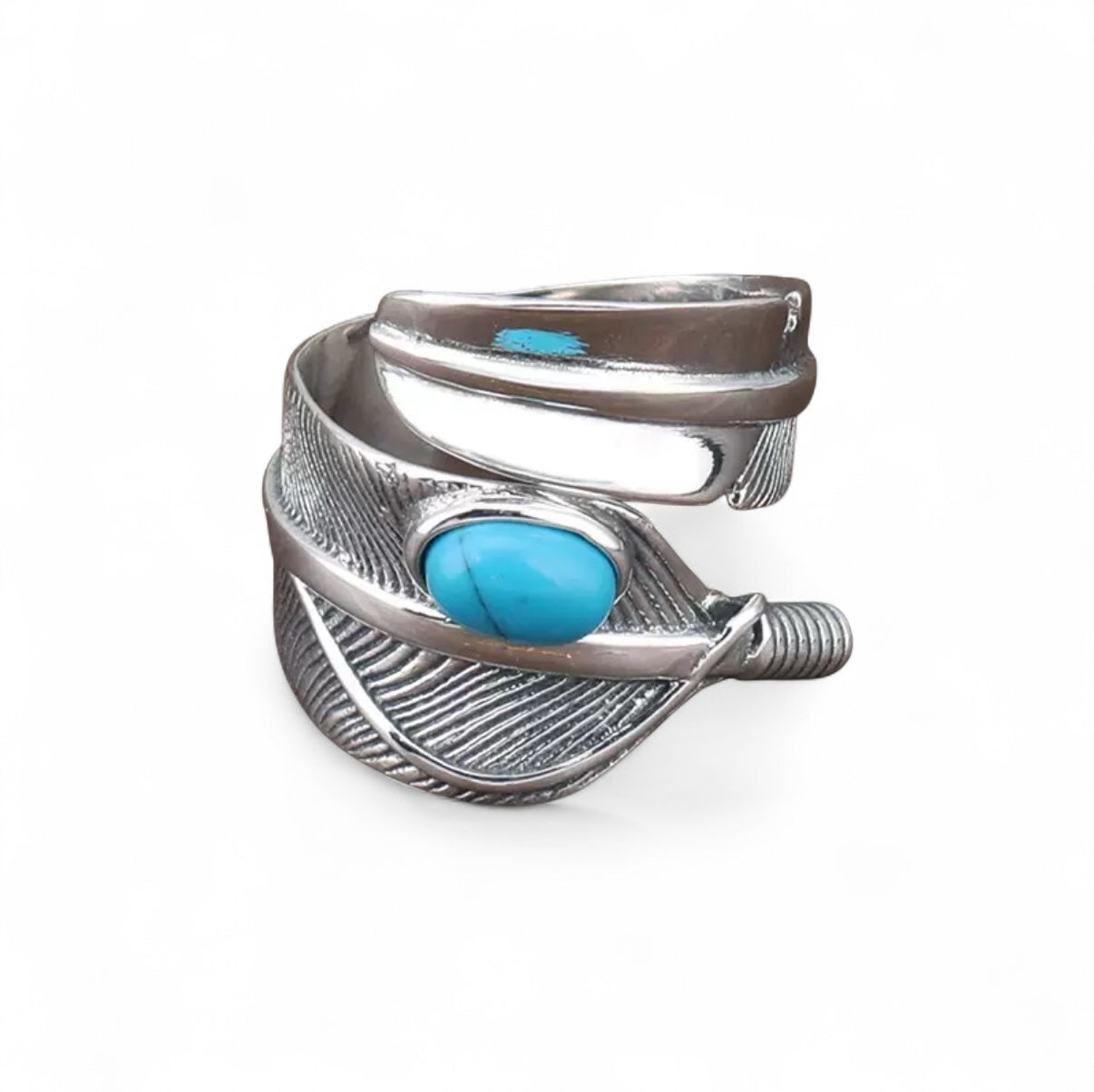 【SL35】Turquoise Feather Wrap Ring