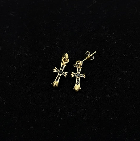 【SL88】Tiny Gold Cross Pierce(Black Drill)