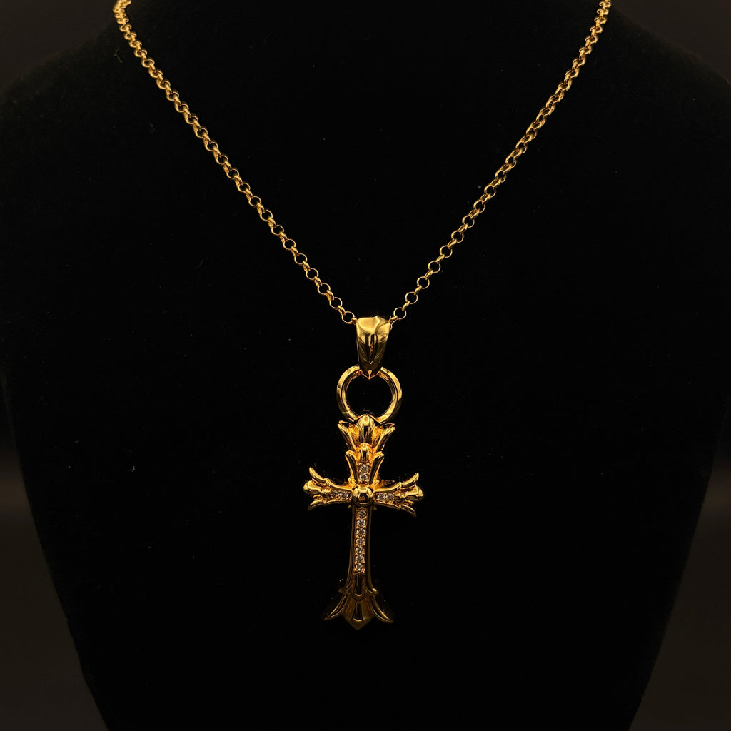 【SL170】Refined Flare drilled Necklace Gold
