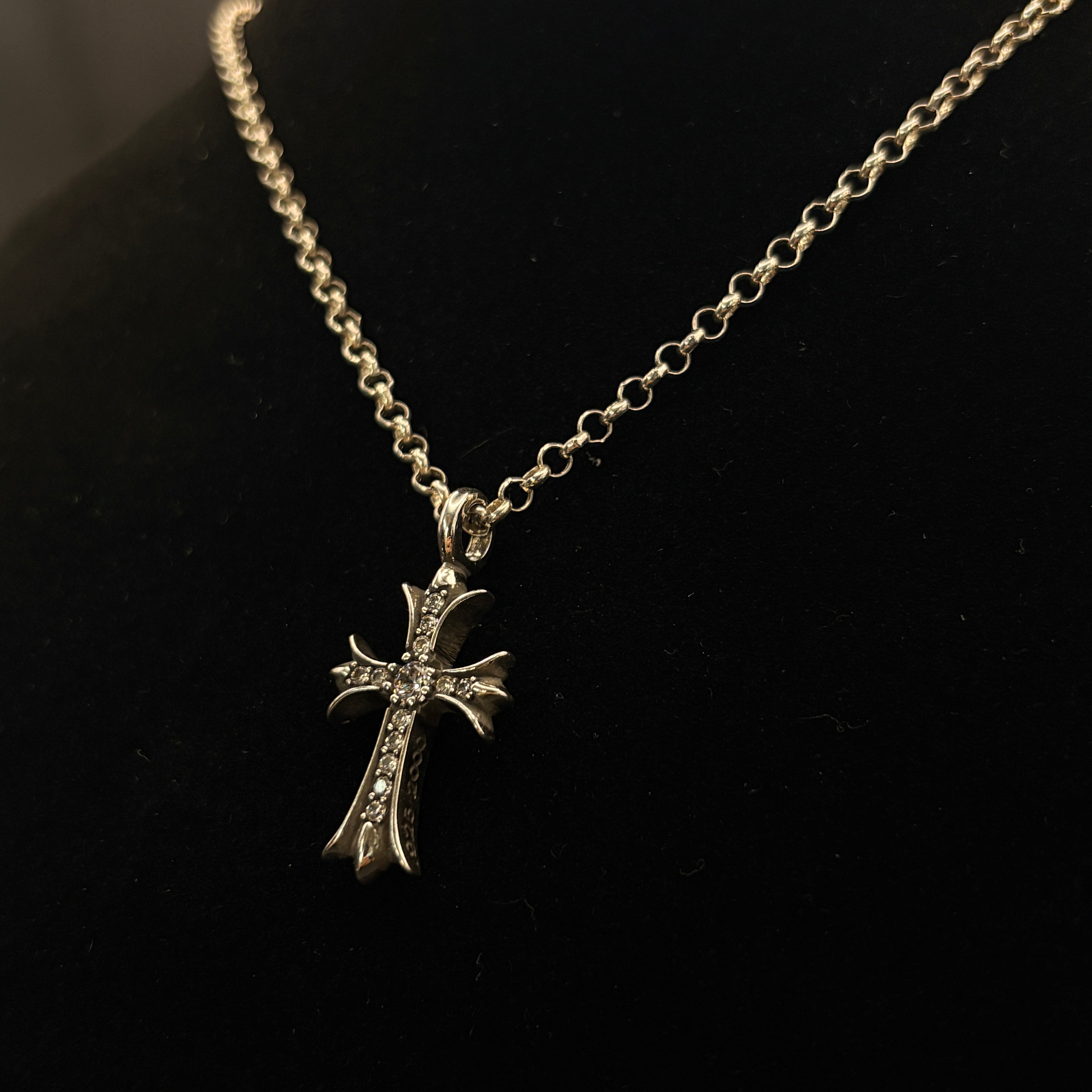 【SL174】Tiny Cross Charm Necklace Silver